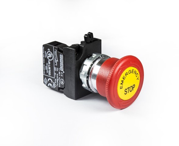 CM Series Metal 1NC Emergency 40 mm Turn to Release with Label Red 22 mm Control Unit